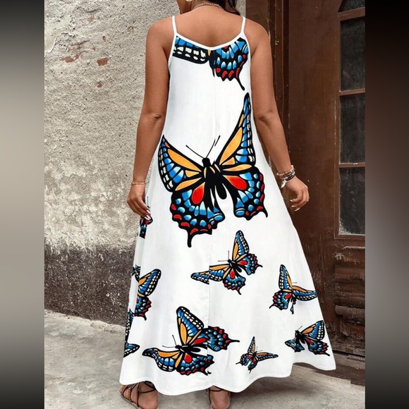 Plus Size Women's Star Print Cami Maxi Dress Independence Day White - Picture 8 of 10